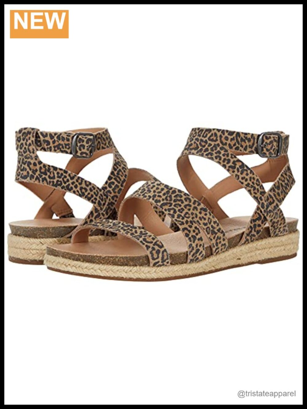 Lucky Brand Glaina Leather Ankle Strap Sandals Open Toe Flat